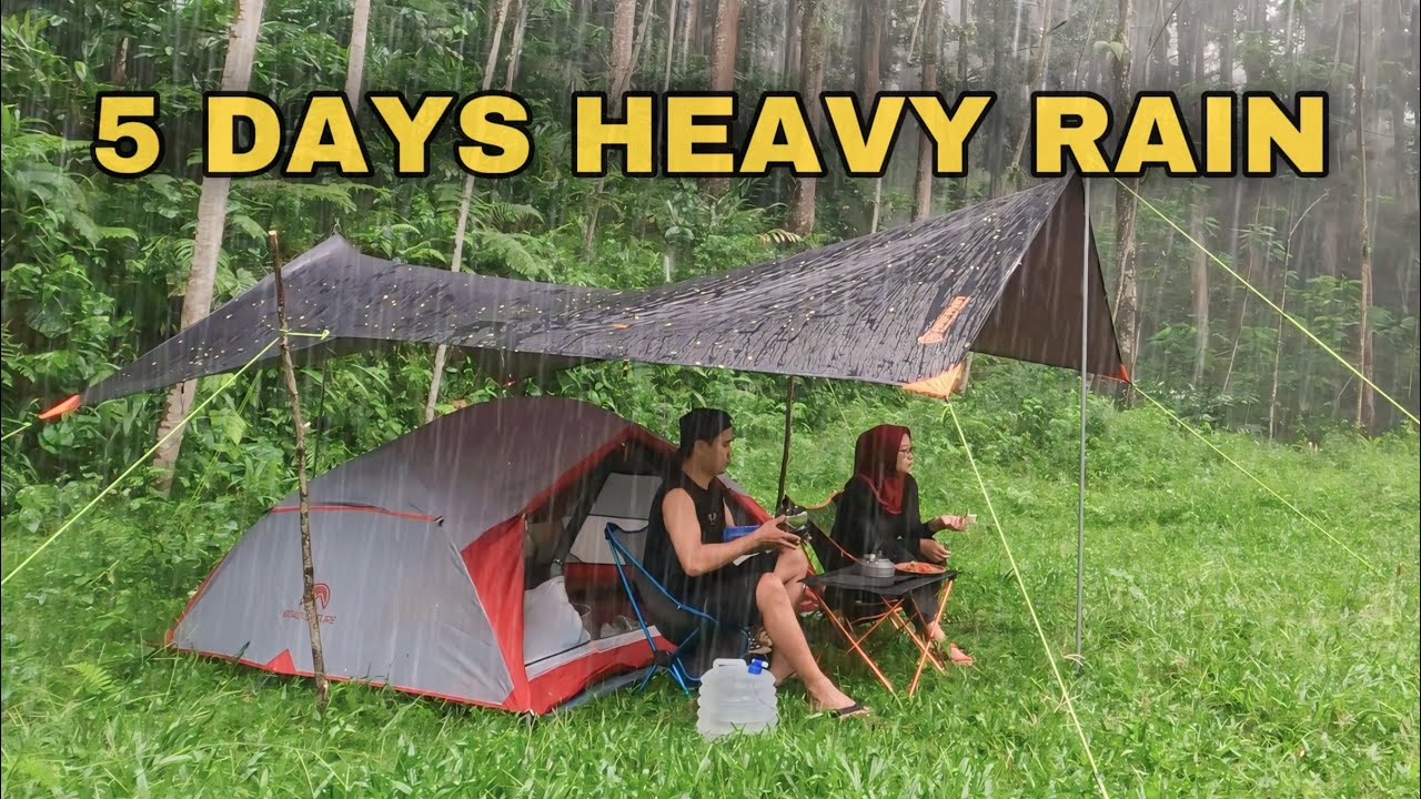 5 Days Couple in Heavy Rain || Couple Camping in Heavy Rain for 5 Days