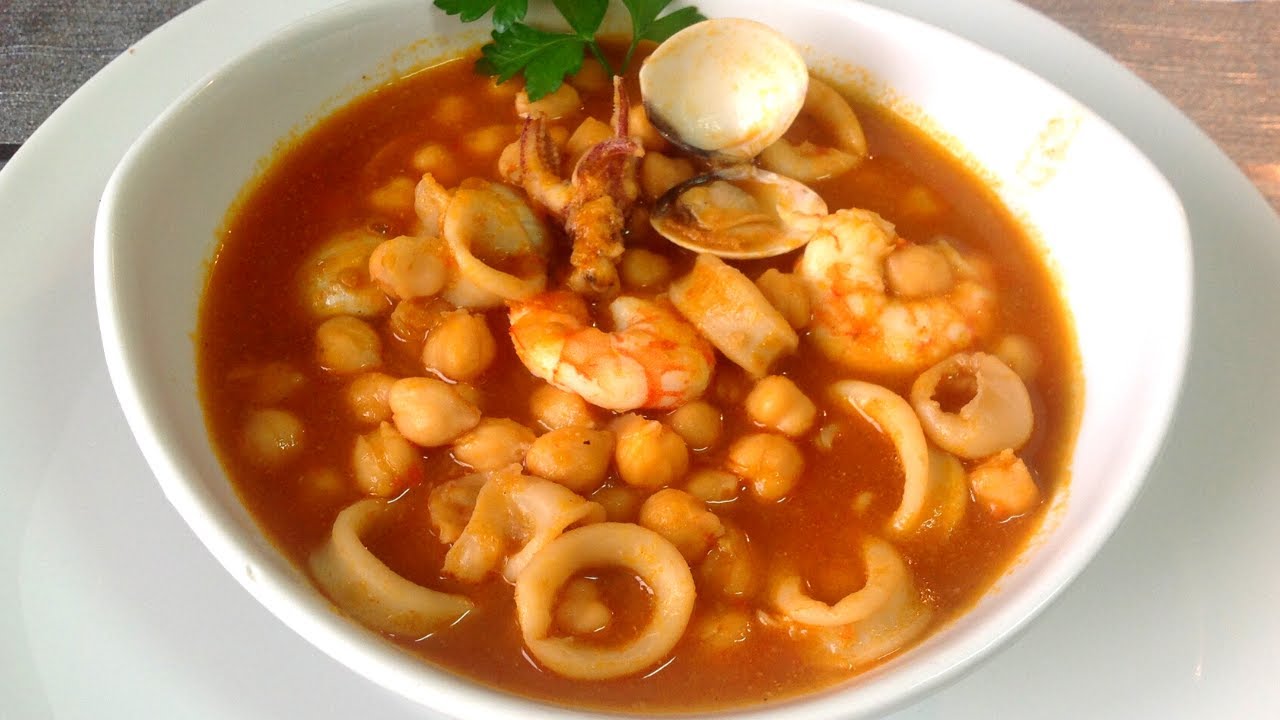 POTAJE DE GARBANZOS CON MARISCO | Recetas de Cocina
