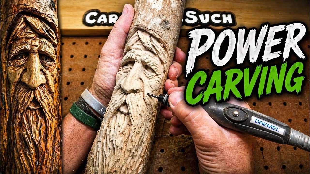 How to Wood spirit carving with Foredom-Dremel-Kutzall wood-cuban laurel oak