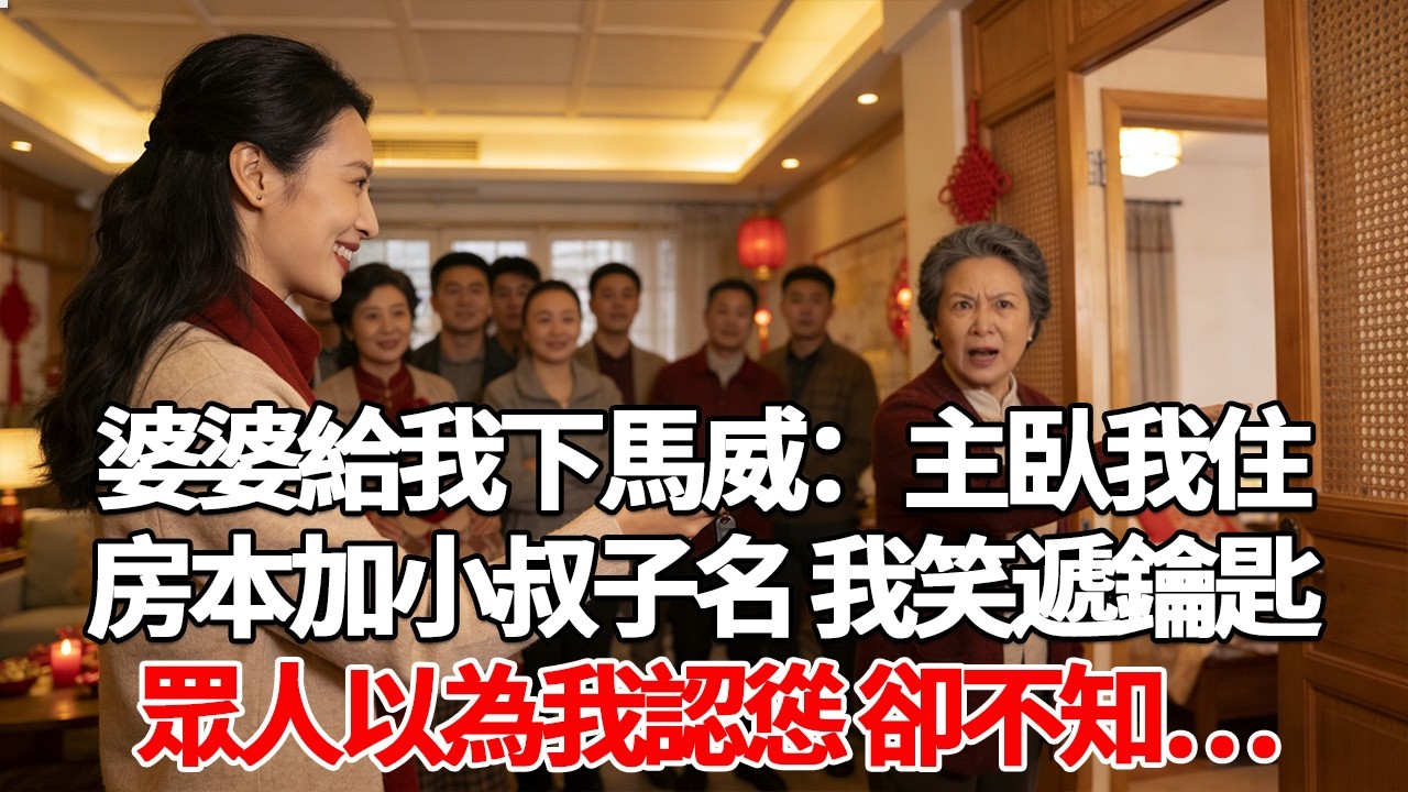 婆婆給我下馬威：主臥我住房本加小叔子名 我笑遞鑰匙眾人以為我認慫 卻不知…#故事分享 #人生感悟 #情感#為人處世