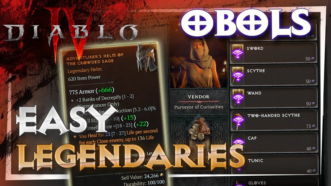 Diablo 4 - Murmuring Obols & Curiosity Vendors! Beginners Guide to Legendary Items!