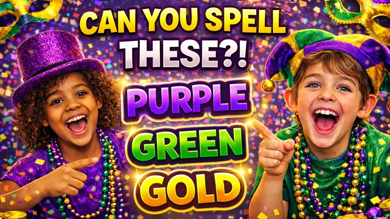 Mardi Gras Colors for Kids | Can You Spell Purple, Green & Gold? | Brain Break Song