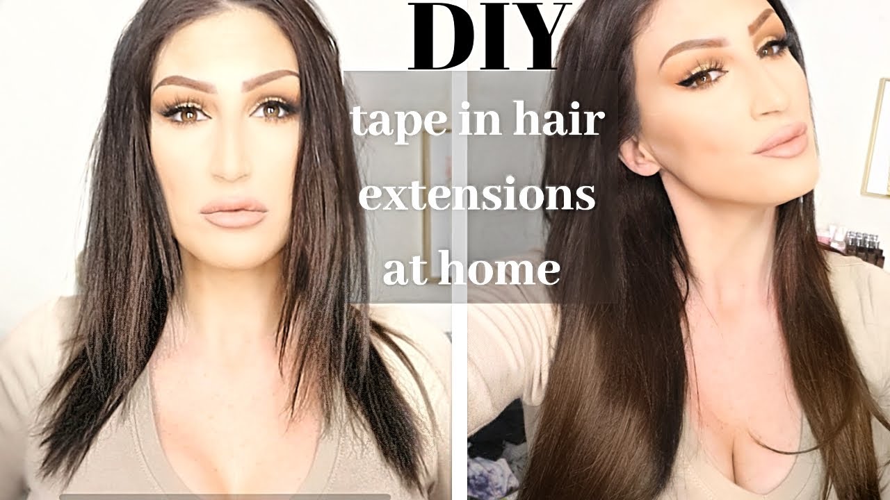 How to apply tape in extensions at home with short thin  hair diy