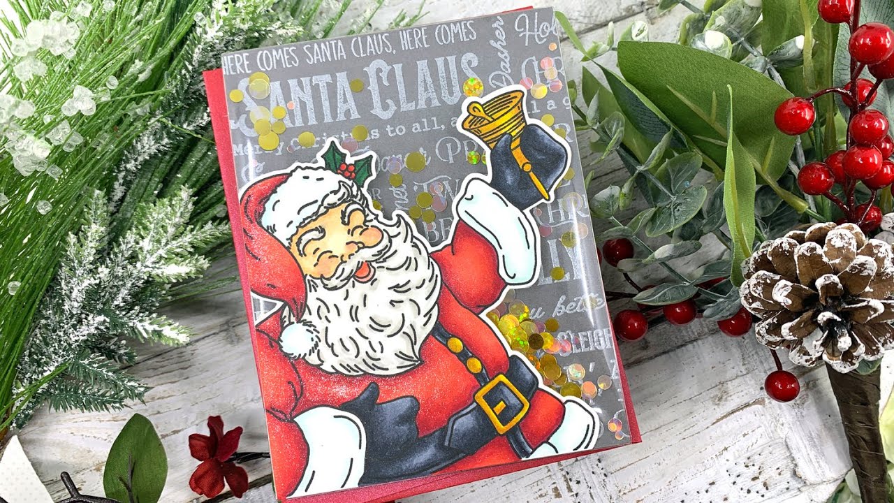 Jolly St. Nick Flat Shaker Card | AmyR Holiday 2022 Series #23