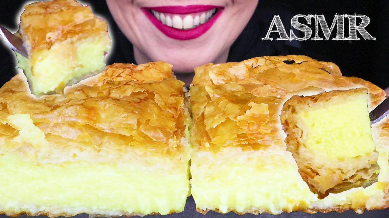 GALAKTOBOUREKO - GREEK SYRUPY CUSTARD CREAM PIE 🥧 | Whispering | ASMR Mukbang  - 먹방 | Eating Sounds