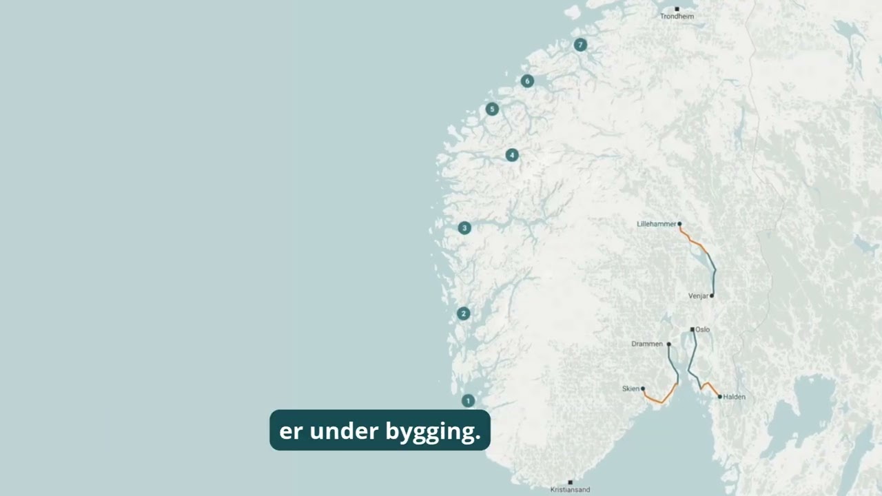 Hva er korteste vei mellom Vestlandets sørligste og nordligste by?