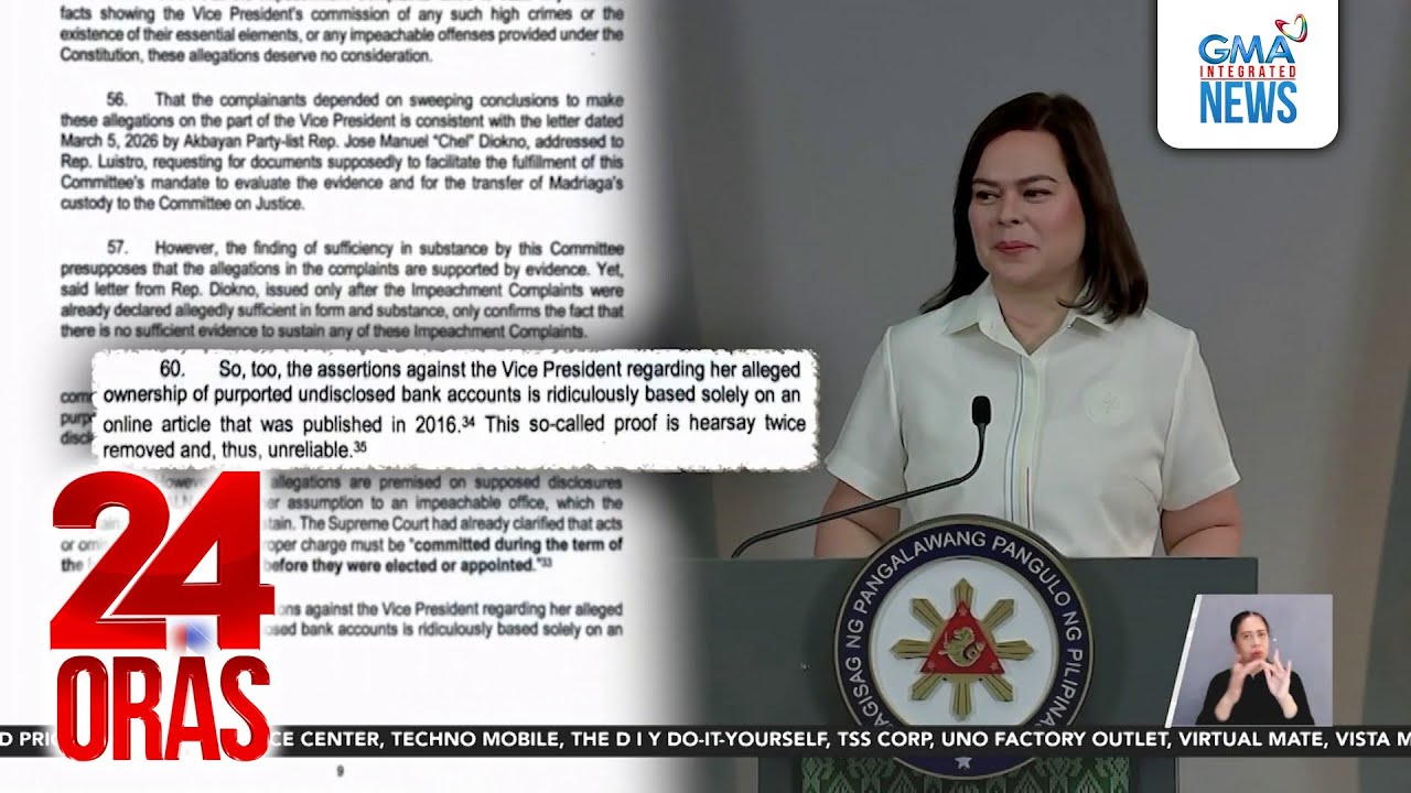 VP Duterte calls for dismissal of impeachment raps | 24 Oras