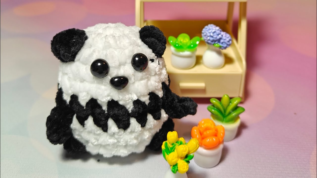 Панда крючком МК, Панда шарик крючком, crochet Panda