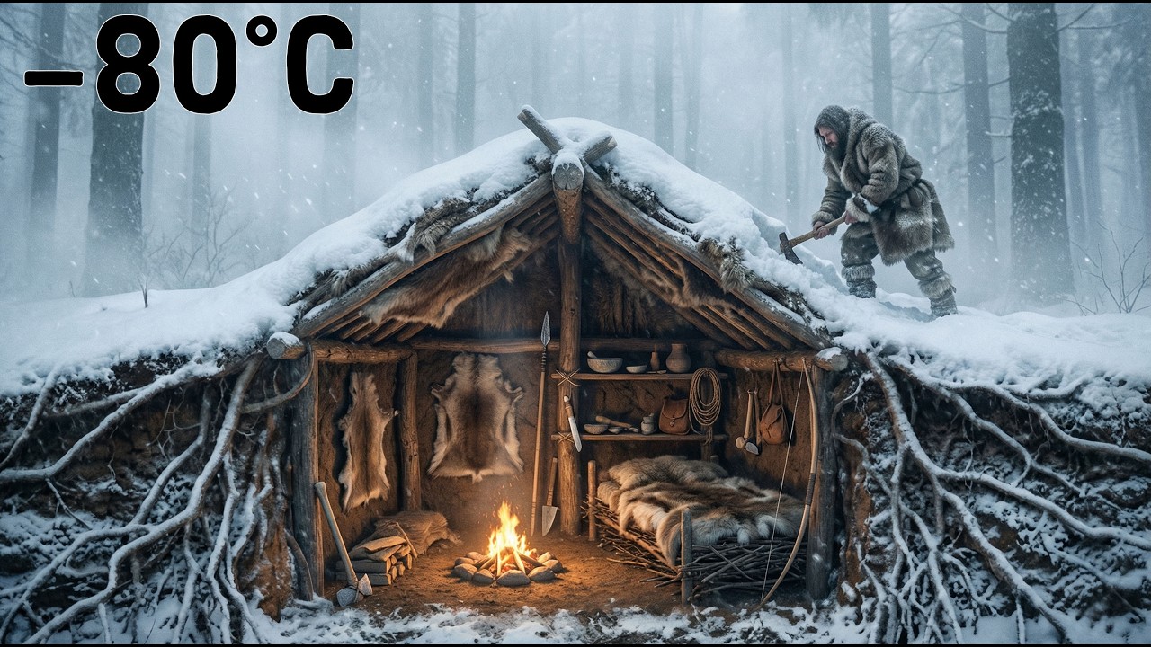 -80°C Survival Challenge: Shelter, Fire, and Staying Alive