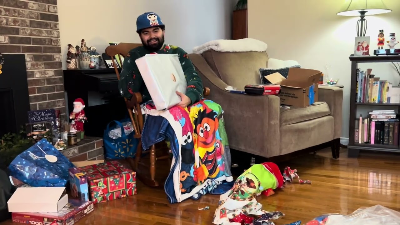 Jacob opening up Christmas gift!