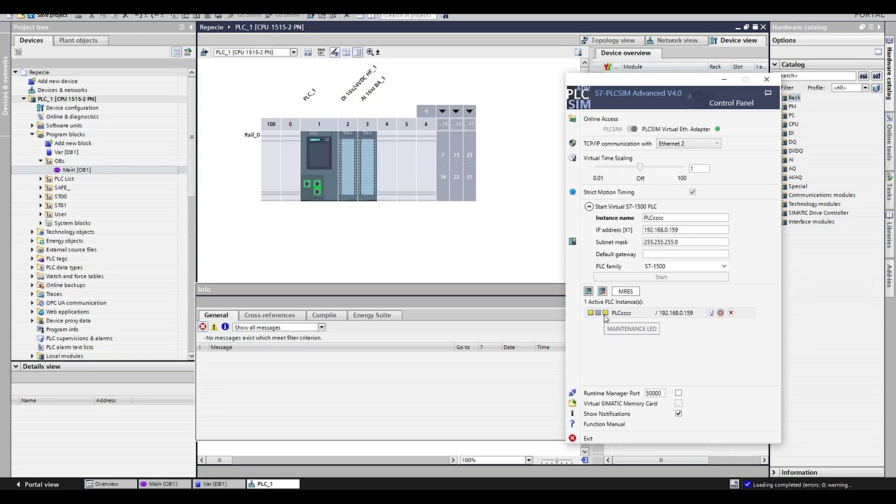 PLC Basic 1:Tia Portal PLCSIM Advanced 4.0 connecting plc to Virtual Ethernet PLCSIM Advanced