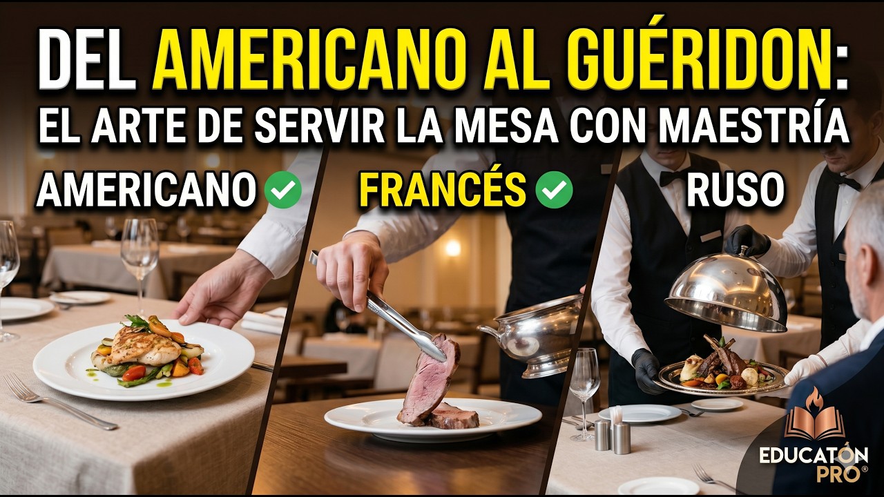 Tipos de Servicio en Restaurantes: Domina el Americano, Francés, Inglés, Ruso, Guéridon y Buffet 🍽️🌍