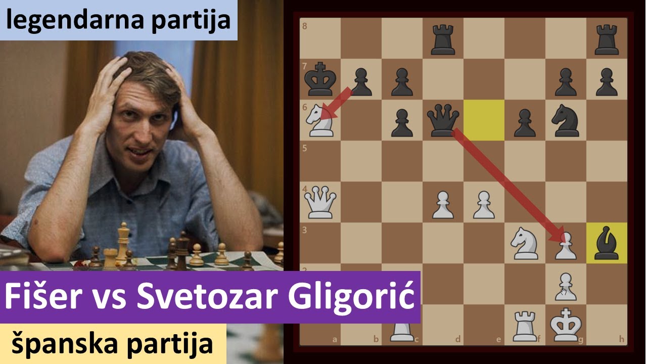 Bobi Fišer vs Svetozar Gligorić - legendarna partija - španska partija (Ruj Lopez)