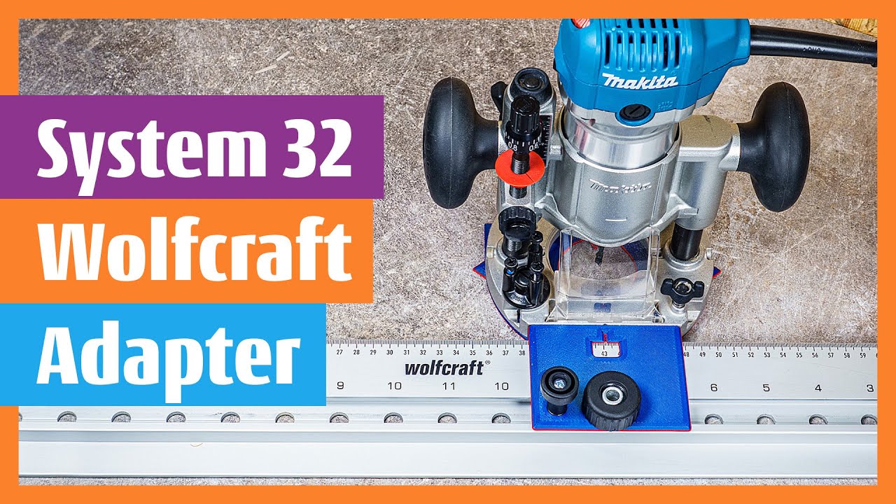 Cabinet System LR32 Adapter for Wolfcraft joining jig Makita RT0702 woodworking drilled hole pins