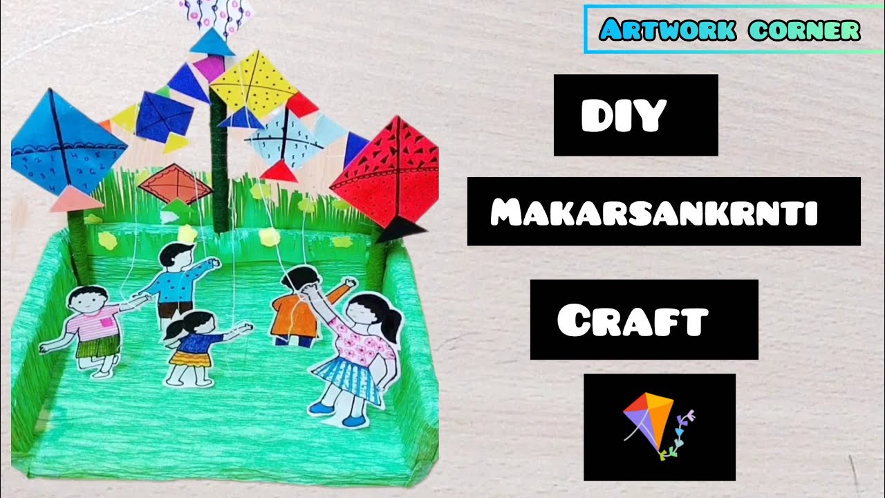 How to make Makarsankrnti craft idea 💡🪁✨#trending #diy #colourpapercraft #art #viral #artworkcorner 
