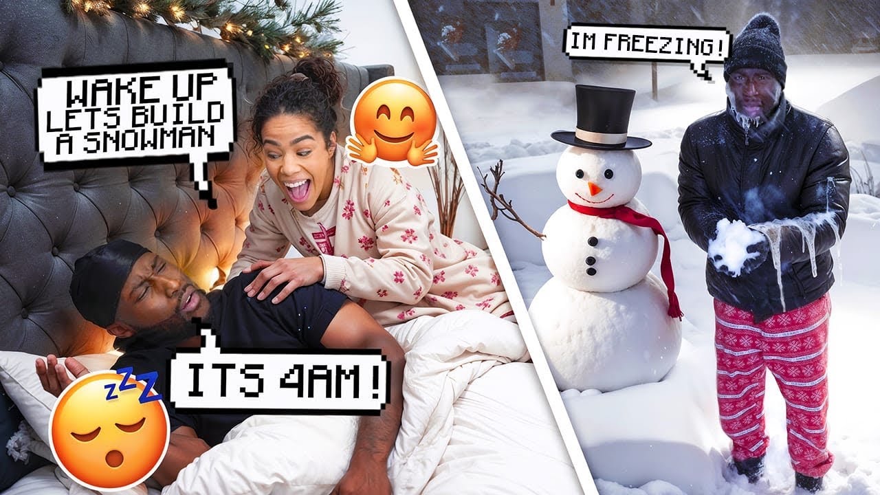 Waking My Fiancé Up At 4AM To Build A Snowman PRANK! *HILARIOUS*