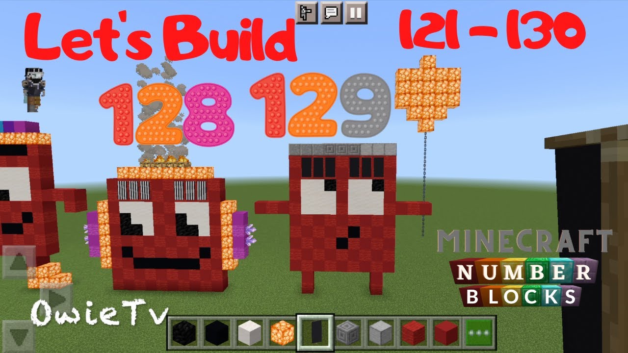 Numberblocks Minecraft Building and Counting 121 to 130 | Let's Build and Count with Owie