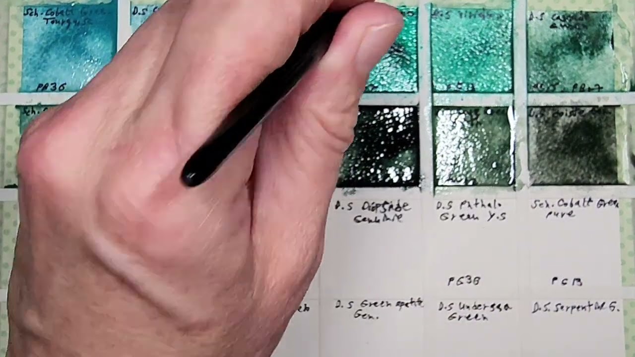 Swatching The Greens In My Studio Palette