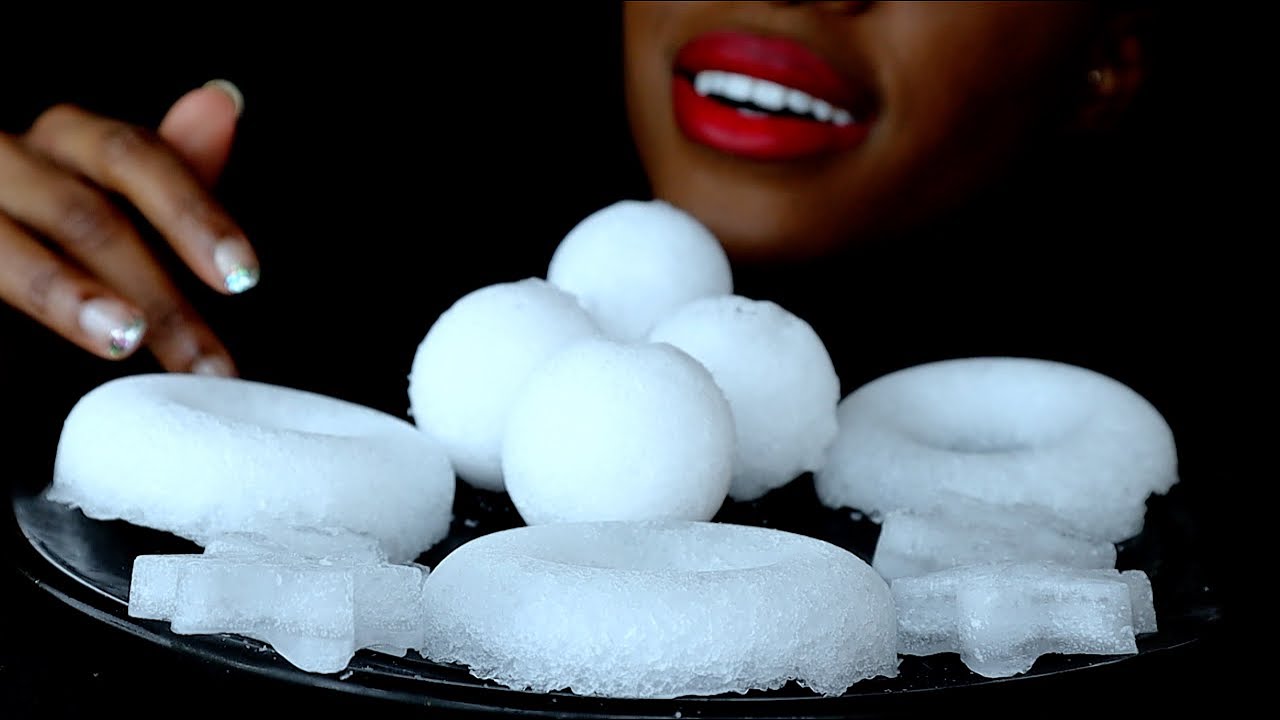 ASMR Powdery Ice Eating | Snowy Ice Rings & Snowballs | No Talking