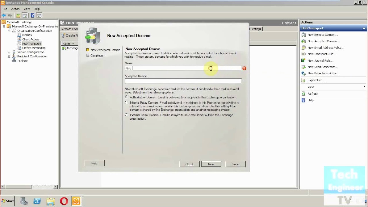 Configure Accepted Domain in Exchange Server 2010