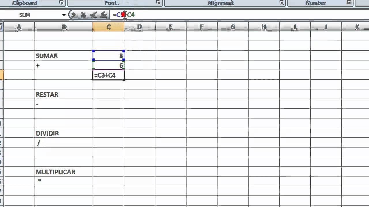 Excel: Como sumar, restar, multiplicar y dividir