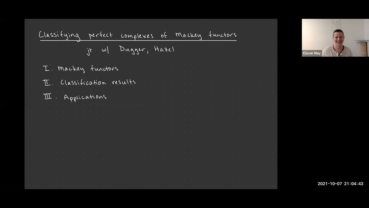 Classifying perfect complexes of Z/2-Mackey functors - Clover May (NTNU, Norway)