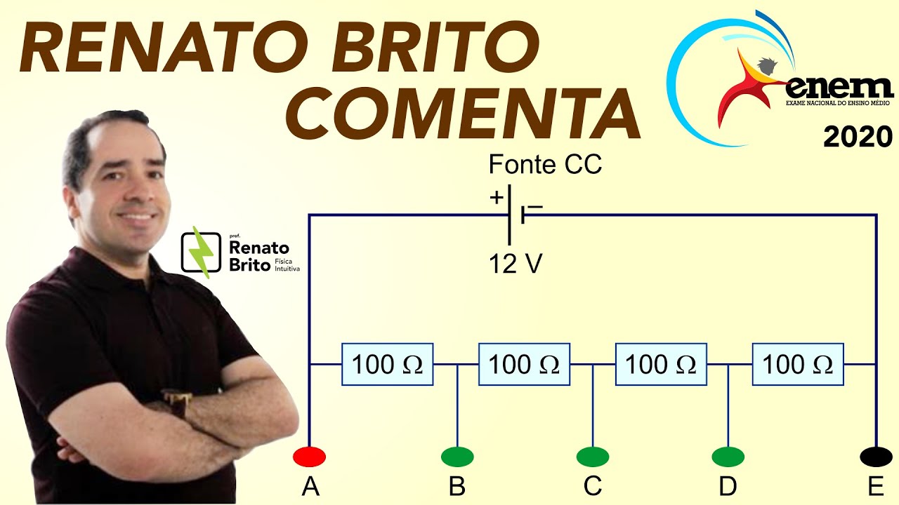 Circuitos eletricos ENEM 2020 - Um estudante tem uma fonte de tensão com corrente contínua