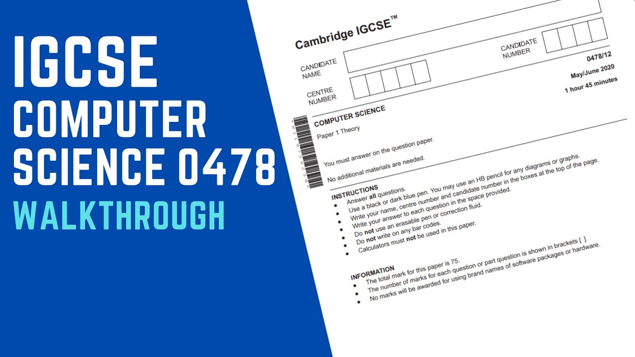 IGCSE Computer Science 0478 May/June 2020 Paper 1