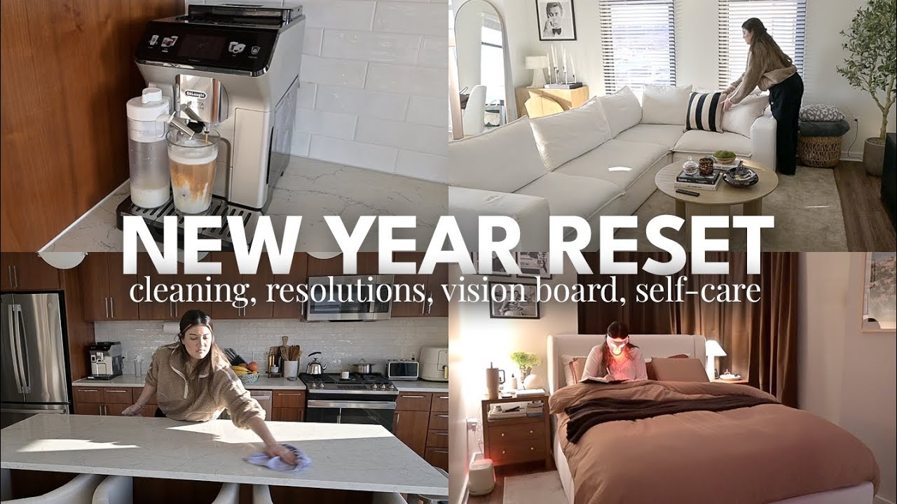 2026 NEW YEAR RESET | cleaning, organizing, setting goals, making my vision board, self-care