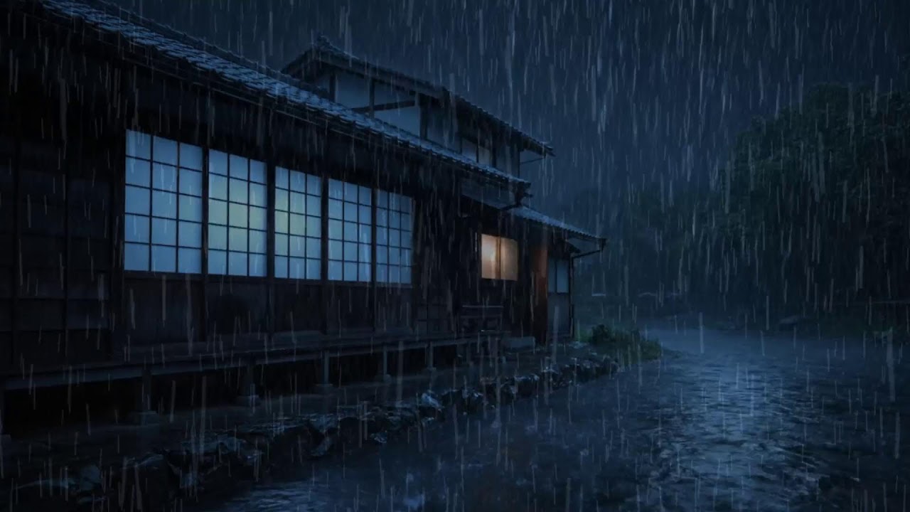 Deep Sleep Guaranteed: Japanese House in the Woods, River, and Heavy Rain