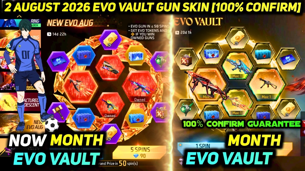 NEXT EVO VAULT AUGUST MONTH 2026 FREE FIRE | NEW EVO GUN SKIN 2 AUGUST EVENT 100% *CONFIRM*