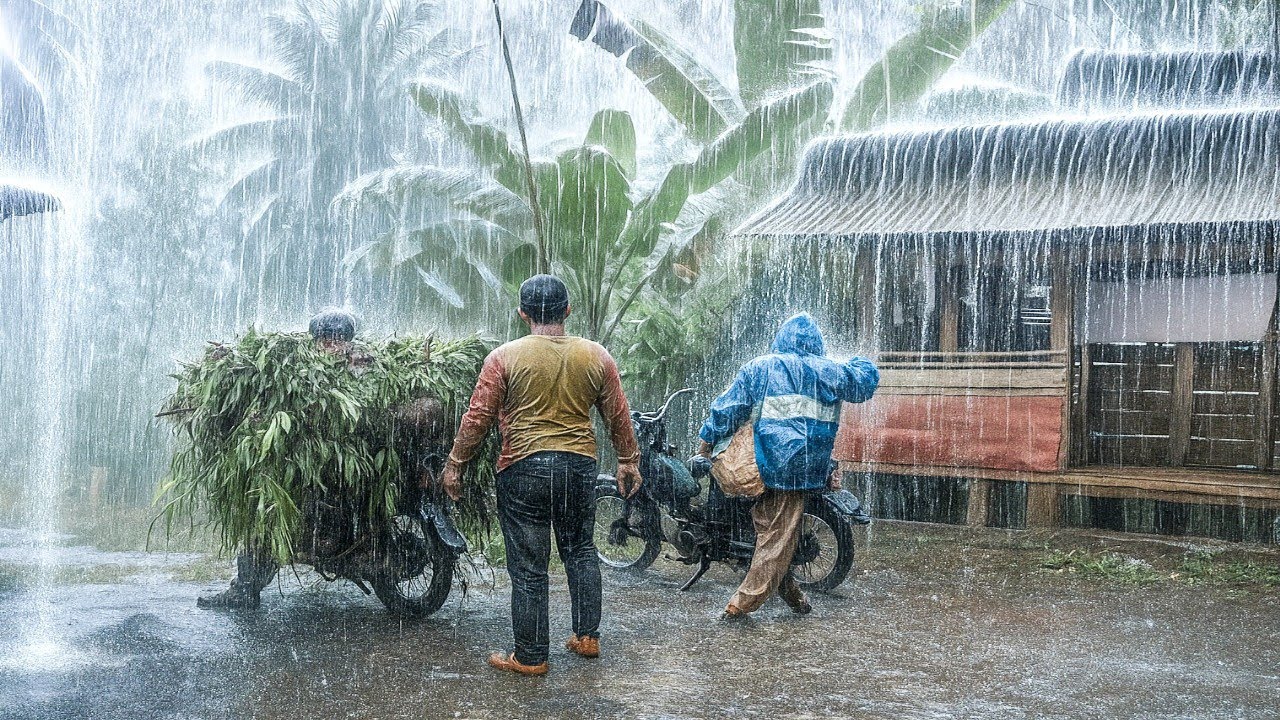 Horrifying..!⛈️Heavy Thunderstorms and Strong Winds in Rural Indonesia l Sleep