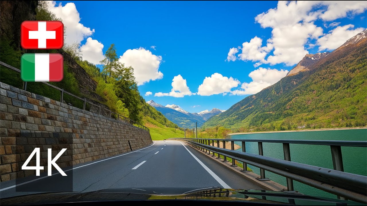 🇮🇹🇨🇭 Italy to Switzerland Scenic Drive | Epic 4K ASMR Road Trip & White Noise (No Music)
