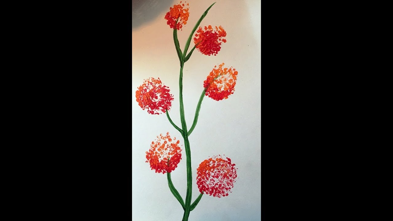 Cotton Swabs Painting Technique for Beginners | Flower Painting with Bud | Acrylic Painting