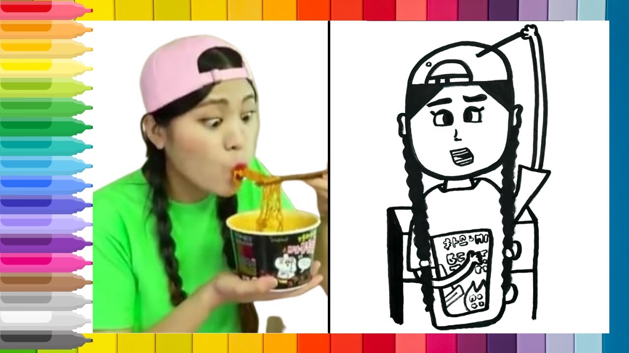 🔥COMO DIBUJAR A DONA MUKBANG // CARICATURA  DE YOUTUBERS// Fire Spicy Noodle Challenge DONA🔥