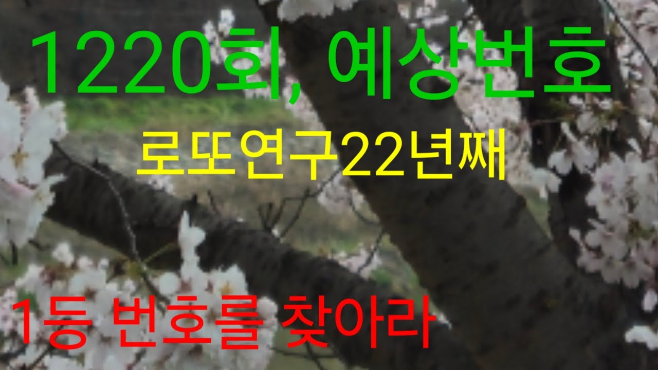 1220회,예상번호!로또연구22년째 