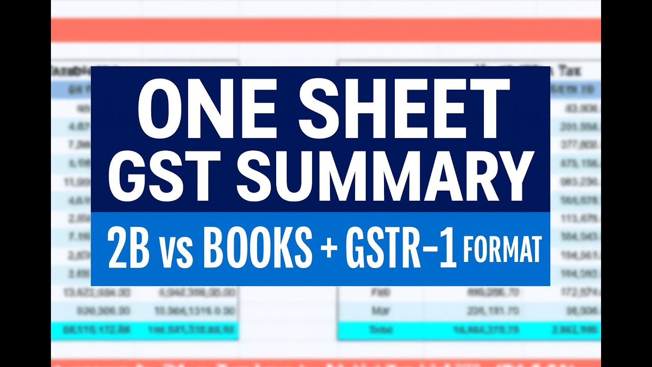 Single Sheet GST Summary & Reconciliation | 2B vs Books + GSTR-1 Monthwise Format Demo