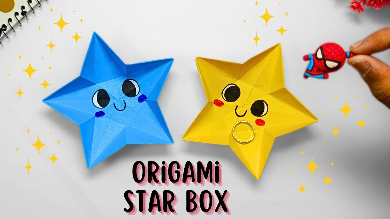 Origami Paper DIY Star Storage Box| DIY Star Paper Origami Storage Box | DIY Origami Desk Organizer