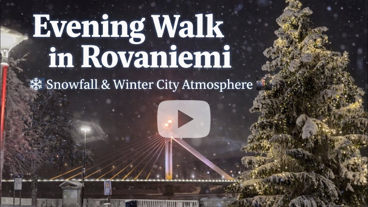 Evening Walk in Rovaniemi ❄️ Snowfall & Winter City Atmosphere