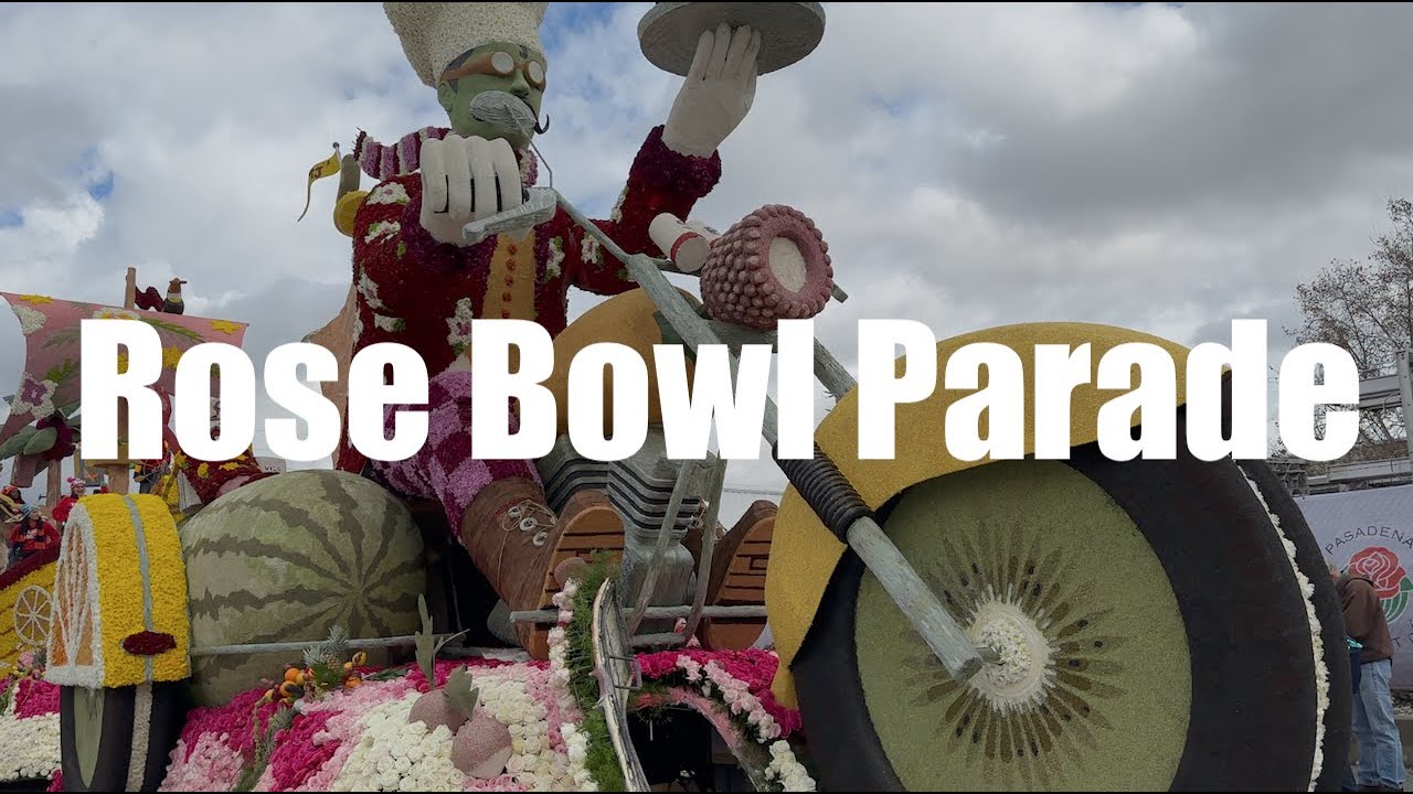 Rose Bowl 2023 Parade Floats Up Close.  Warehouse Behind the Scenes Flowers Build. Walking Tour