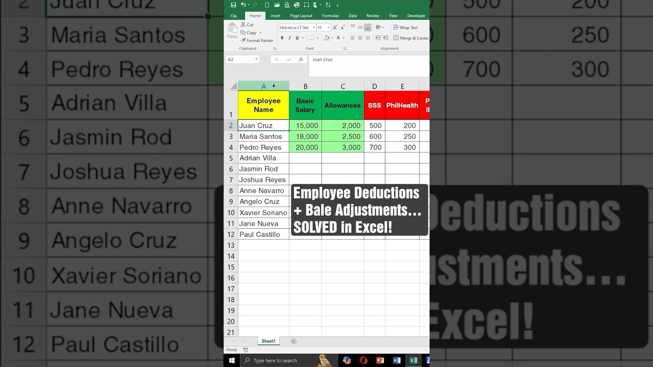 Excel Payroll Tutorial: Easy Employee Deductions & Advance (Bale) Adjustments 💻📊