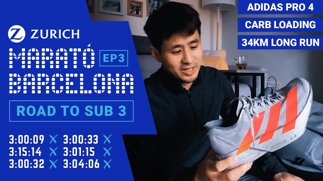 Barcelona Marathon 2025 Training EP3 - Adidas Pro 4 - Carb Loading - 34km Long Run