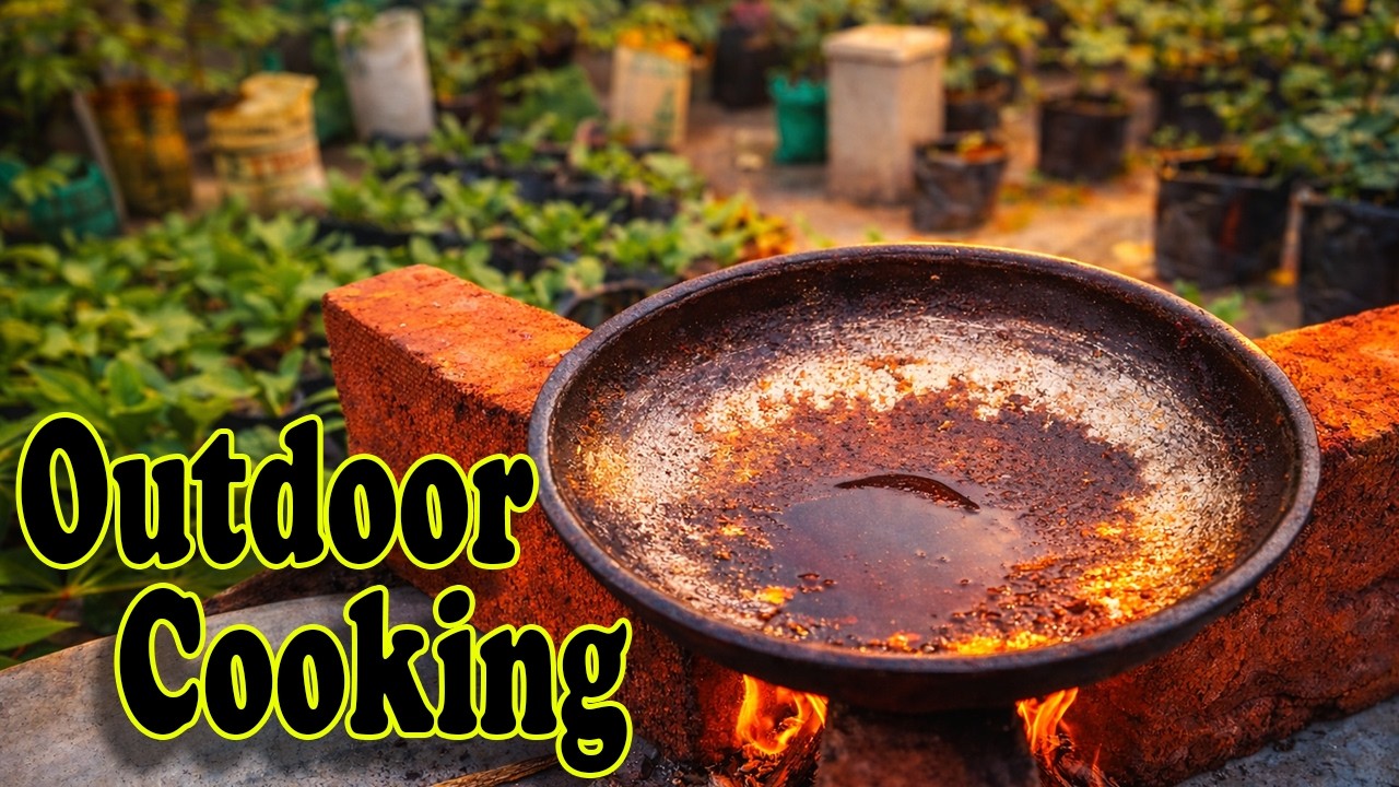 Outdoor Chicken Gizzard Cooking | Simple Farm Meal