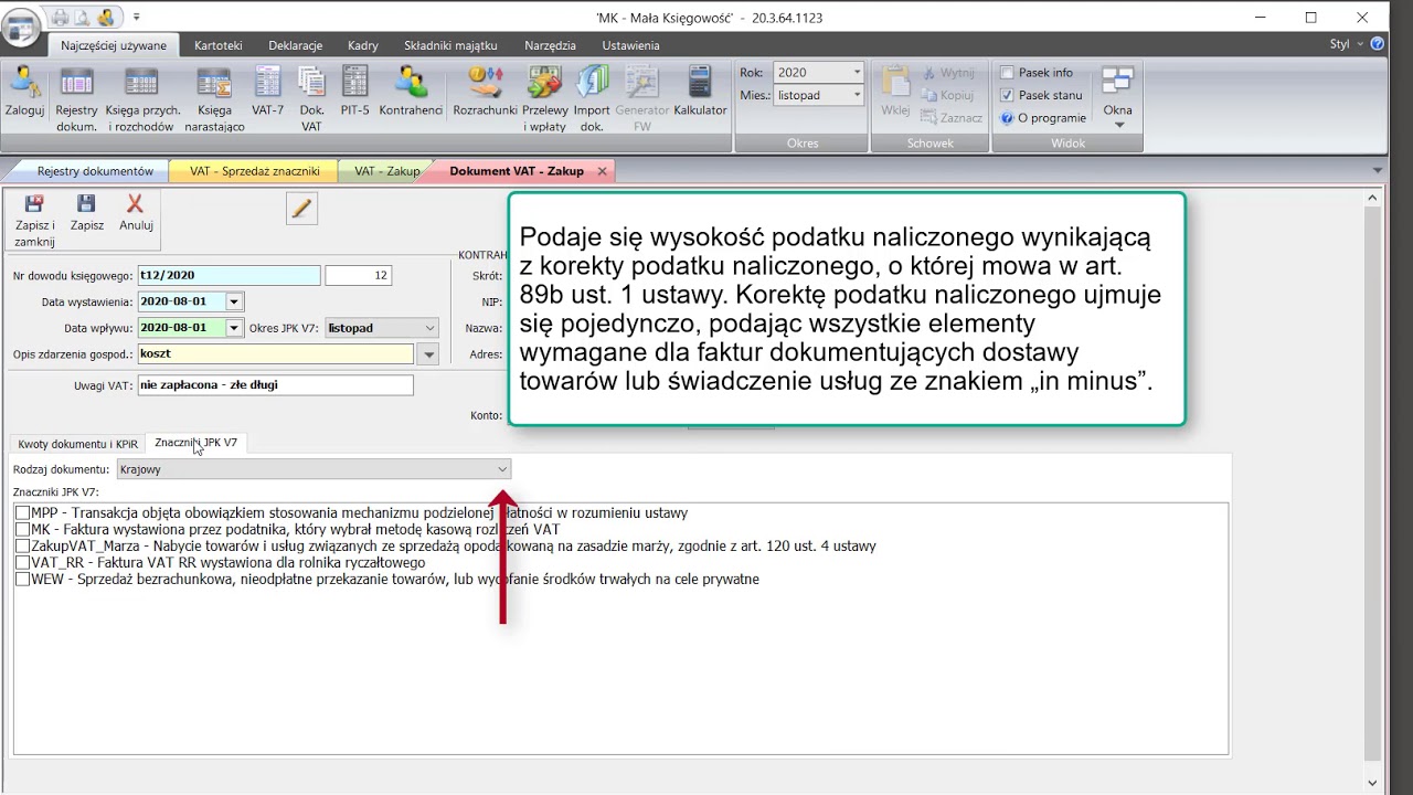 Zle dlugi w JPKV7