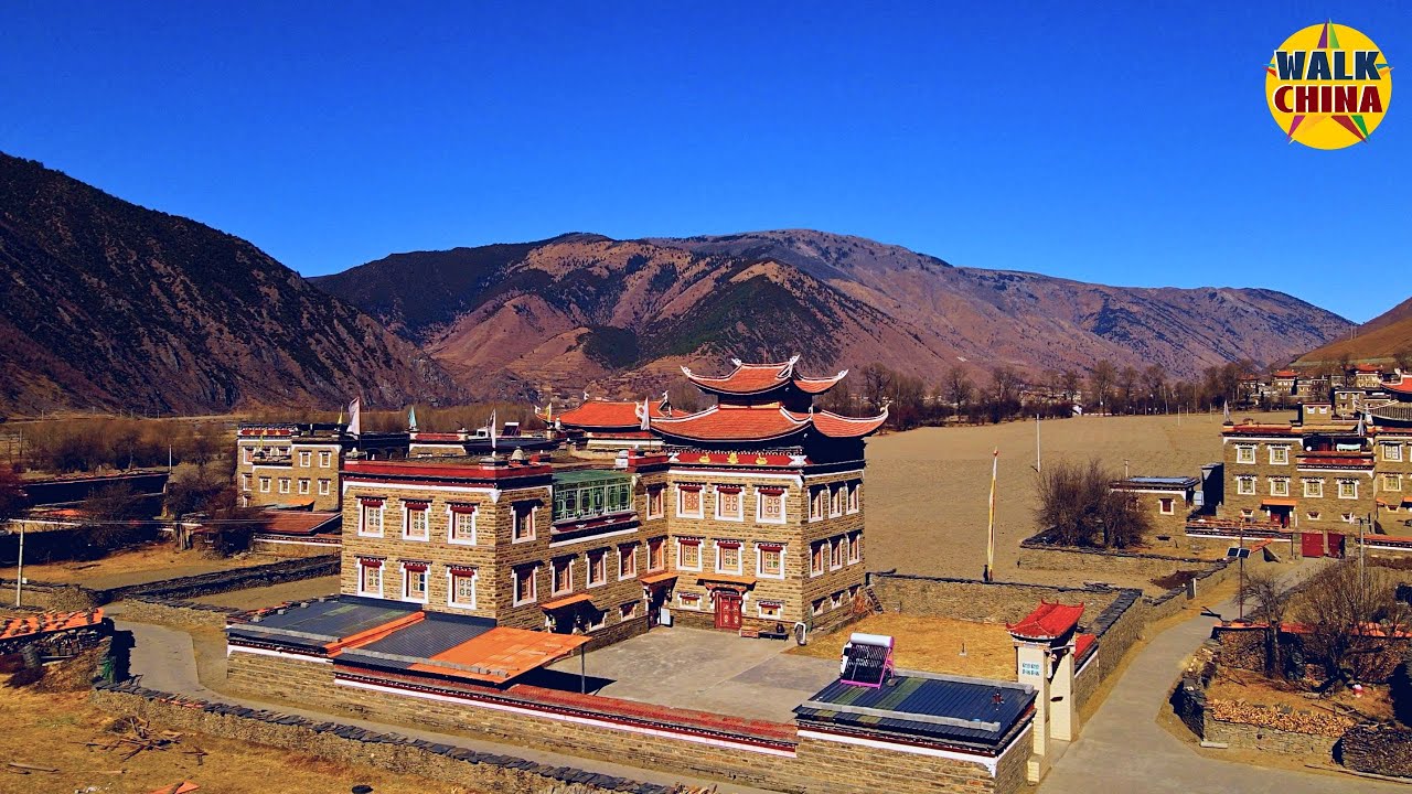 4K Aerial View of West China - Xinduqiao Town