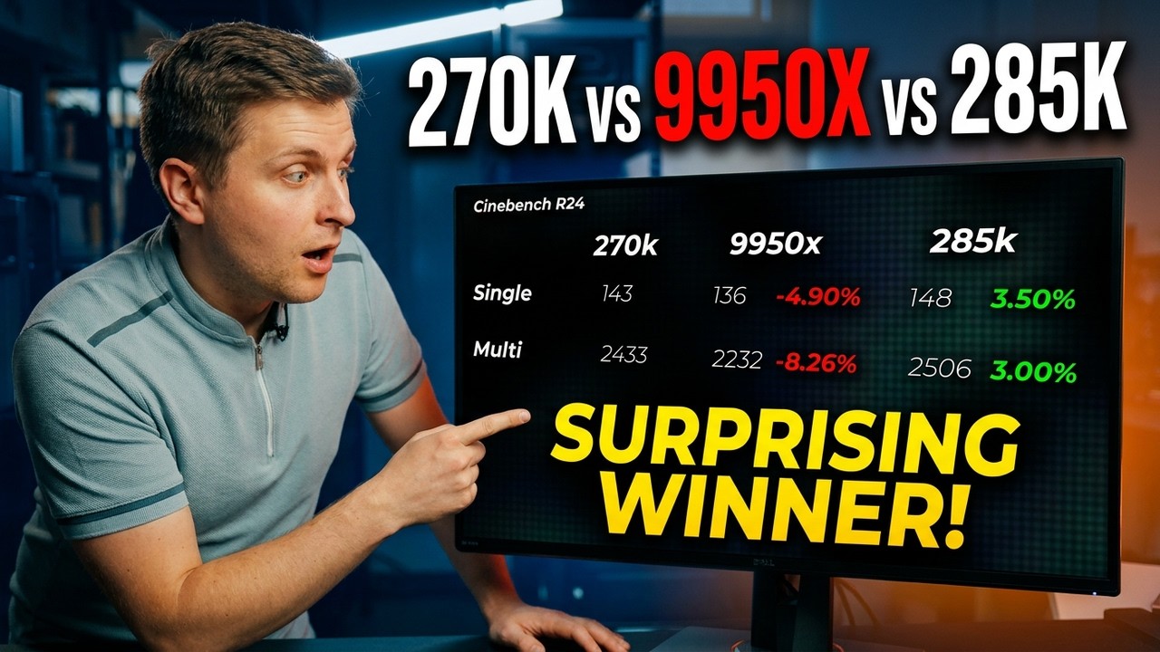 270k vs 9950x vs 285k CPU Performance [Cinebench R24]