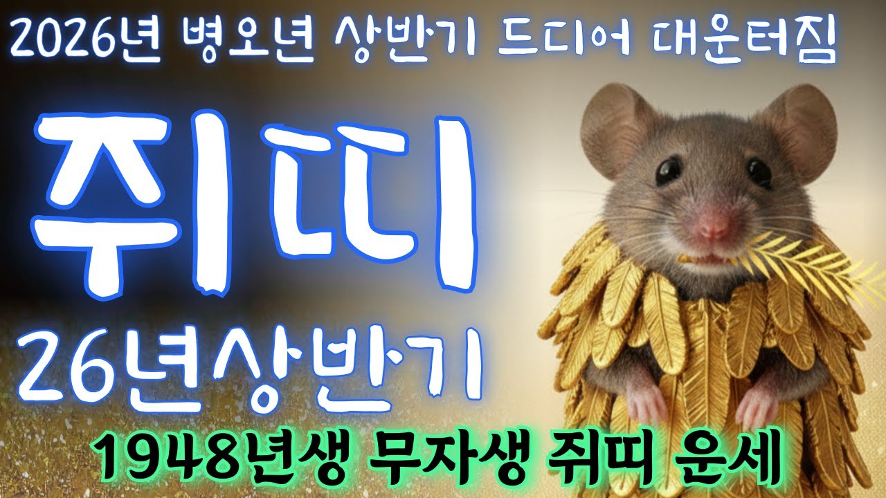 무자생 쥐띠운세🎊2026년 상반기 신년운세 하늘이 도와주는 복이 많은 사람 금전문이 열리기 시작했습니다🔥병오년 운세 1948년생 운세 48년생 쥐띠48년생2026년운세