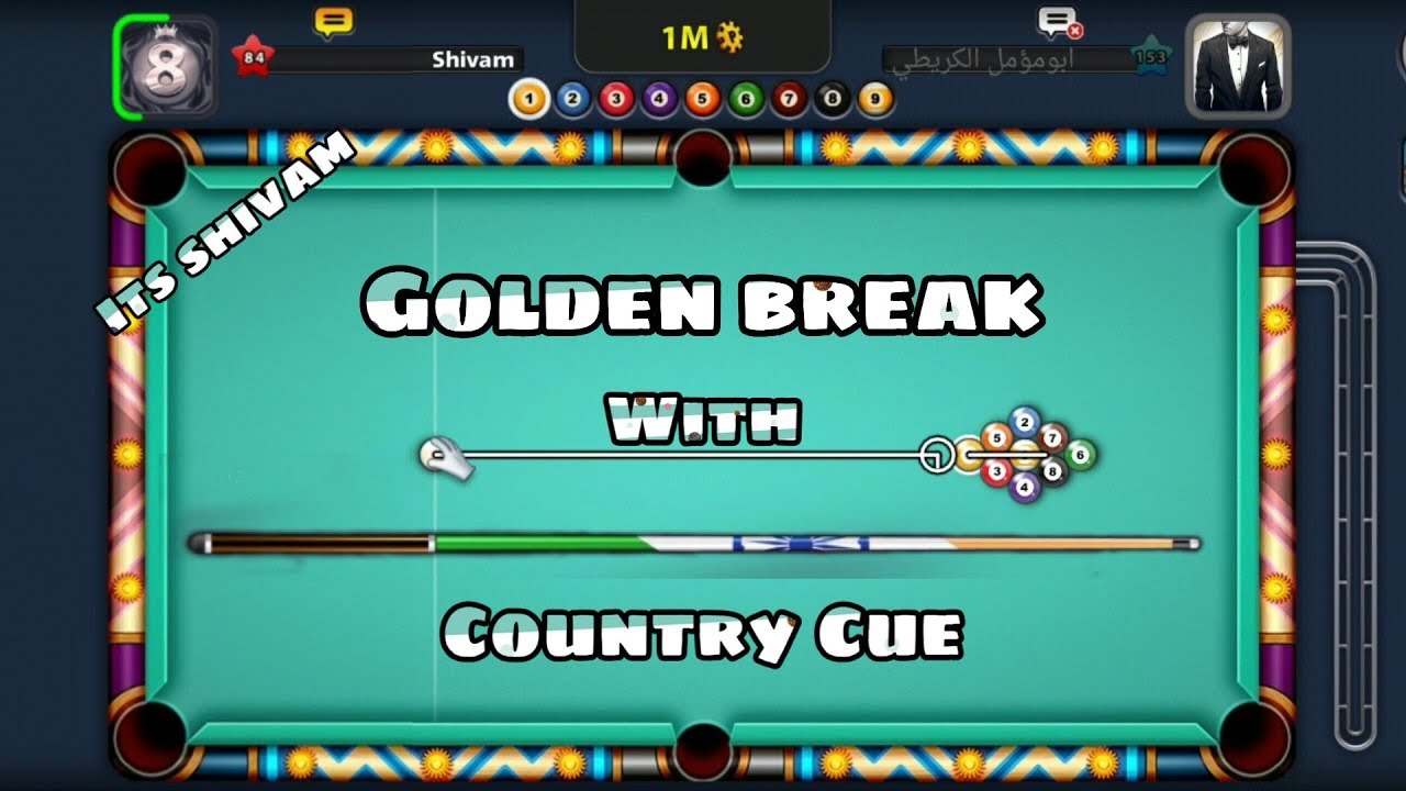 GOLDEN BREAK WITH COUNTRY CUE || ONE SHOT WIN || 9 BALL POOL !!! ❤️🎱