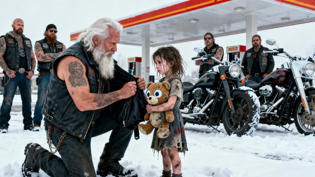 Christmas Eve Miracle: Tiny Girl Protects Old Biker and Wakes the Hell’s Angels