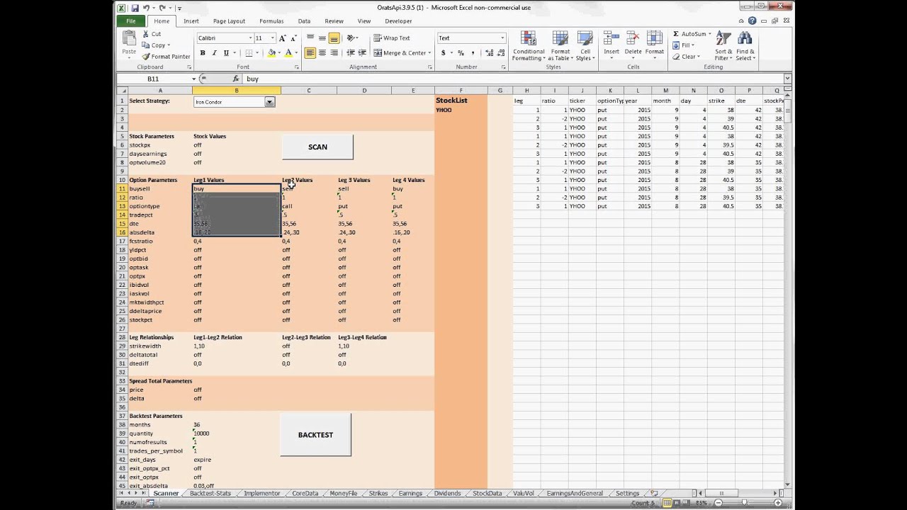Scan and Backtest Option Strategies in Excel with the ORATS API